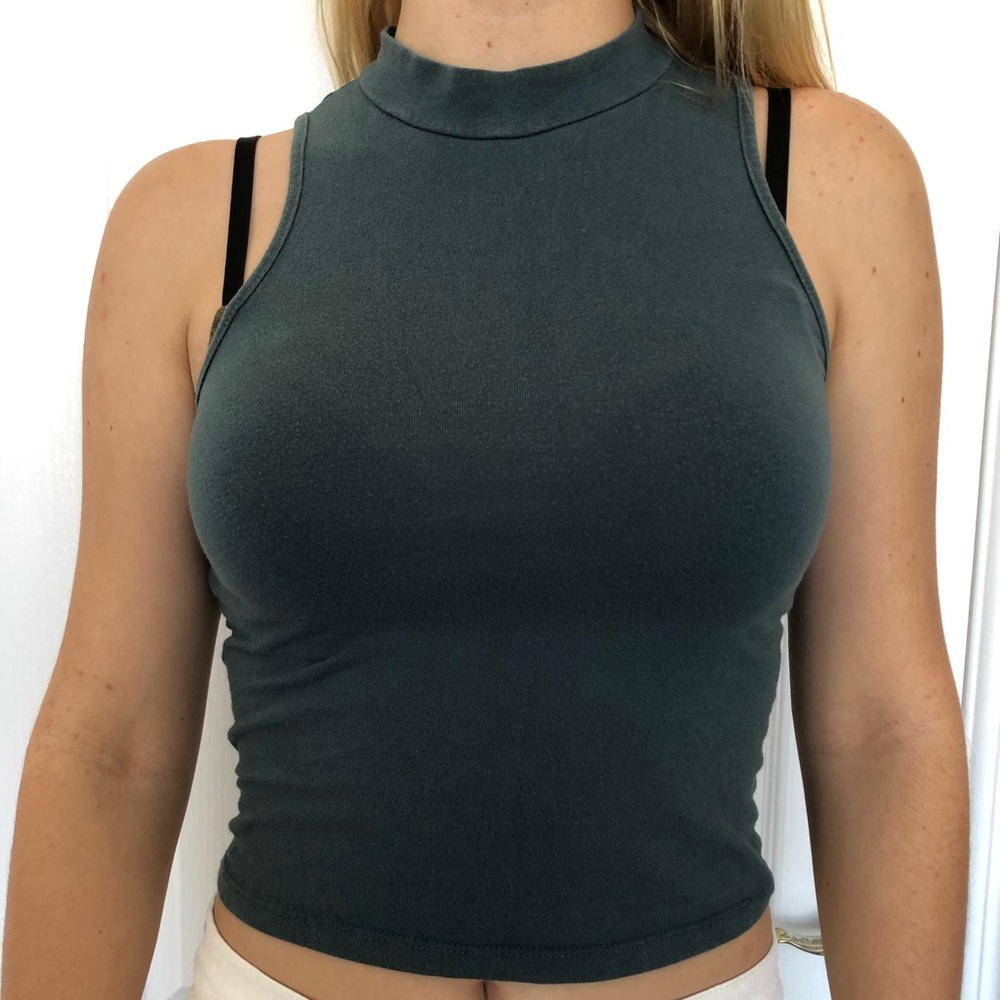 Full Tilt Teal Mock-Neck Tank Top
